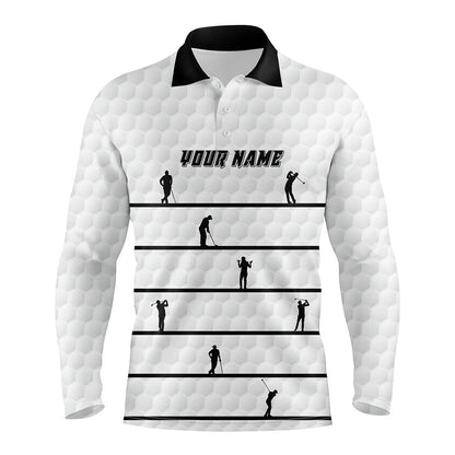 Golf Polo shirts, Personalized Black White Golfer Mens Polo Shirts Custom Cool Golf Shirts For Men White Golf Pattern