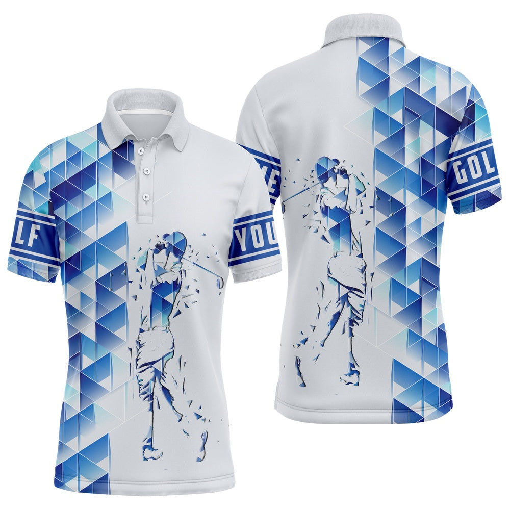 Golf Polo shirts, Personalized Blue Camo Golf Polo Shirts For Men Cool Long Sleeve Golf Shirts