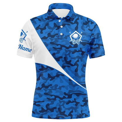 Golf Polo shirts, Personalized Blue Camo Golf Shirt Custom Name Men Golf Polo Shirts, Gifts For Golf Lovers