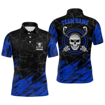 Golf Polo shirts, Personalized D All Over Print Skull Mens Golf Polo Shirt Navy Black Golf Shirts For Men