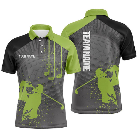 Golf Polo shirts, Personalized Funny Diversified Green Grey Men Golf Polo Shirt Custom Golf Shirts For Men