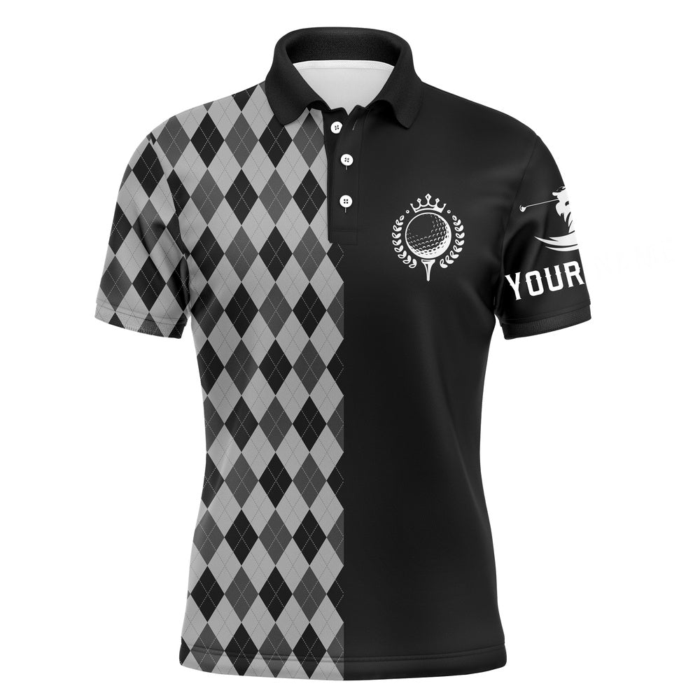 Golf Polo shirts, Personalized Golf Polo Shirts For Men Black Pattern Golf Upf Shirts, Gifts For Golf Lovers