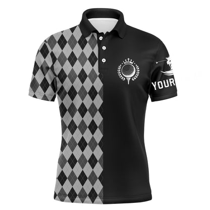 Golf Polo shirts, Personalized Golf Polo Shirts For Men Black Pattern Golf Upf Shirts, Gifts For Golf Lovers