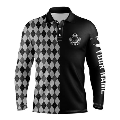Golf Polo shirts, Personalized Golf Polo Shirts For Men Black Pattern Golf Upf Shirts, Gifts For Golf Lovers