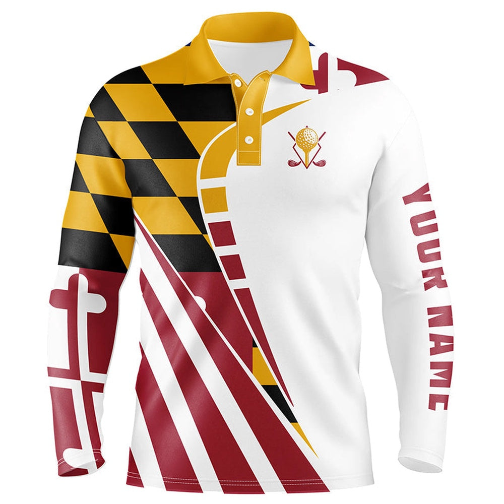 Golf Polo shirts, Personalized Golf Polos Shirts For Mens Custom Maryland Flag Patriot Golf Wears
