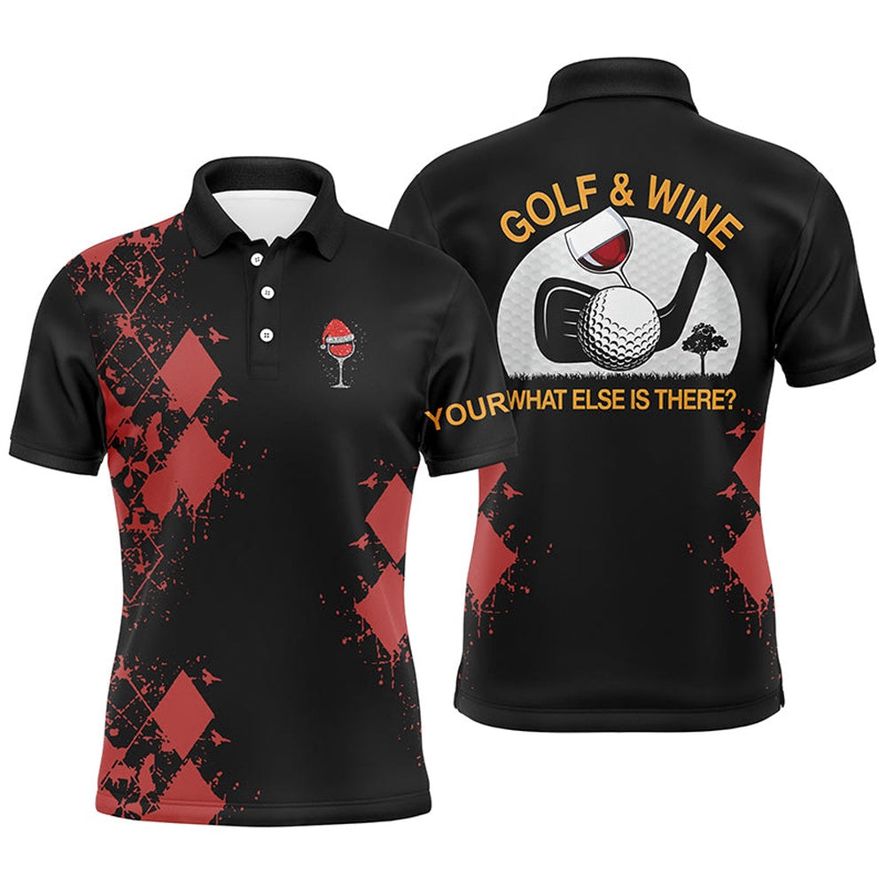 Golf Polo shirts, Personalized Golf & Wine Red Argyle Christmas Golf Mens Polo Shirt Customized Golf Shirts For Men