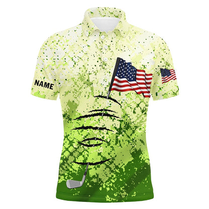Golf Polo shirts, Personalized Green Camo Golf Polos Shirt For Men American Flag Th July Custom Gifts For Golf Lovers