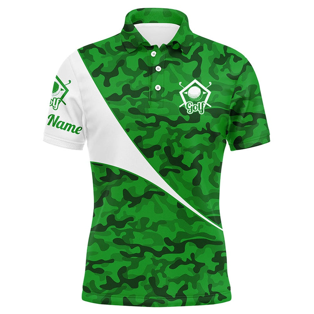 Golf Polo shirts, Personalized Green Camo Golf Shirt Custom Name Men Golf Polo Shirts, Gifts For Golf Lovers