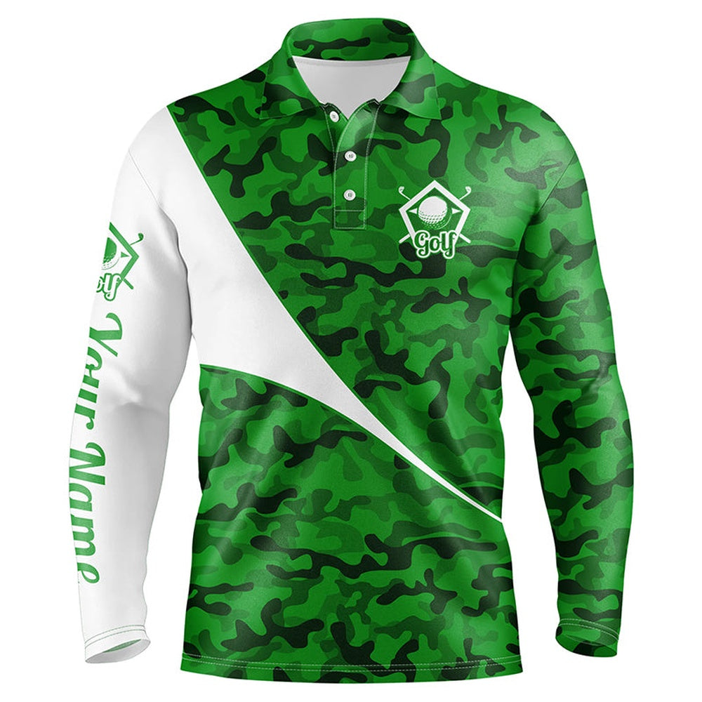 Golf Polo shirts, Personalized Green Camo Golf Shirt Custom Name Men Golf Polo Shirts, Gifts For Golf Lovers