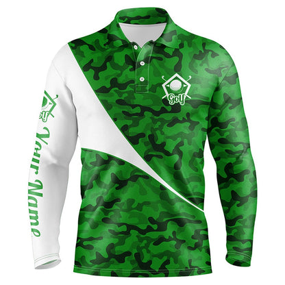 Golf Polo shirts, Personalized Green Camo Golf Shirt Custom Name Men Golf Polo Shirts, Gifts For Golf Lovers
