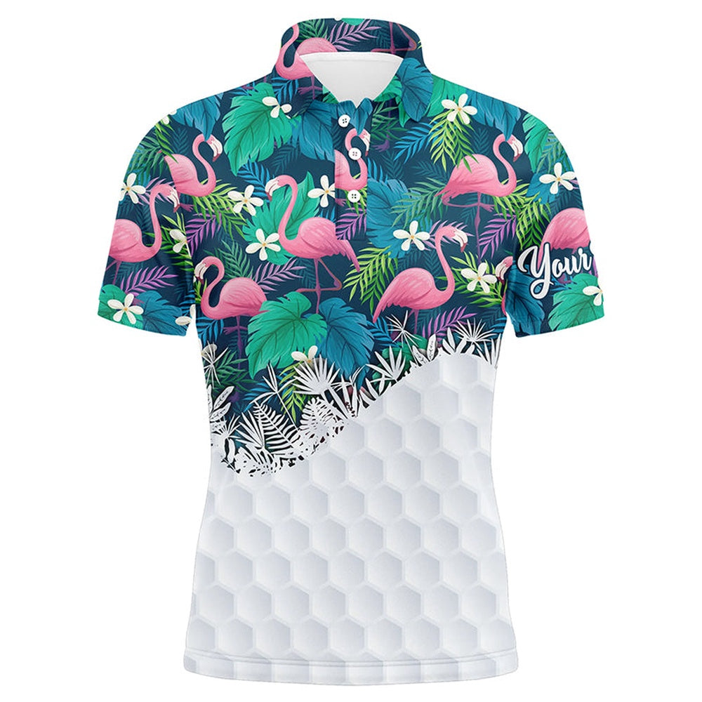 Golf Polo shirts, Personalized Green Tropical Colorful Flamingo Pattern Mens Golf Polo Shirts Best Mens Golf Wears