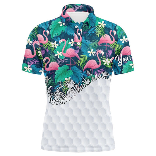 Golf Polo shirts, Personalized Green Tropical Colorful Flamingo Pattern Mens Golf Polo Shirts Best Mens Golf Wears