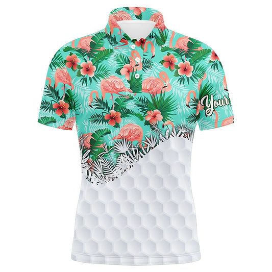 Golf Polo shirts, Personalized Green Tropical Pink Flamingo Pattern Mens Golf Polo Shirts Best Mens Golf Wears