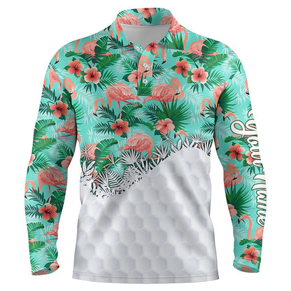 Golf Polo shirts, Personalized Green Tropical Pink Flamingo Pattern Mens Golf Polo Shirts Best Mens Golf Wears