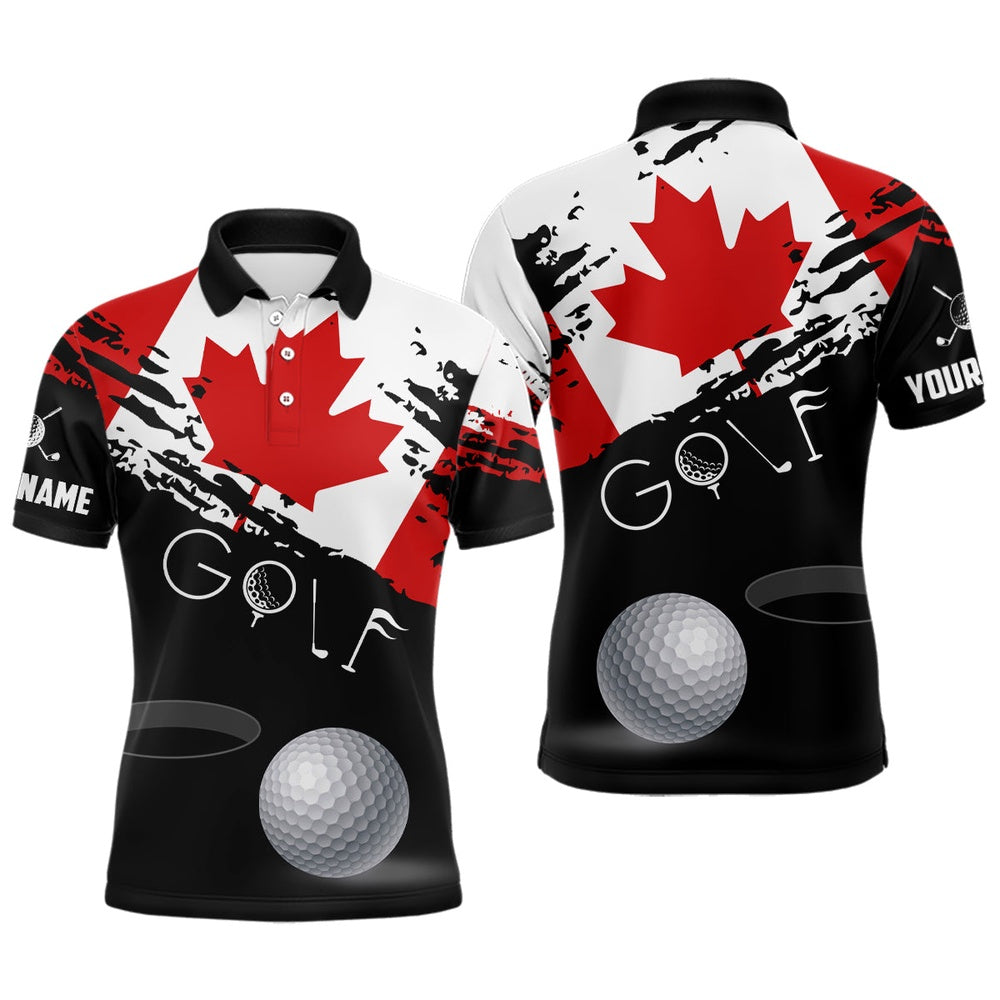 Golf Polo shirts, Personalized Grunge Canada Flag Mens Golf Polo Shirts Custom Patriotic Canadian Golf Shirts