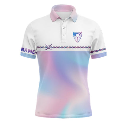 Golf Polo shirts, Personalized Mens Golf Polo Shirt Custom Gradient Pastel Rainbow Golf Shirts For Men Golf Outfit