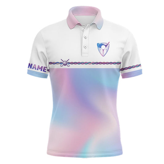 Golf Polo shirts, Personalized Mens Golf Polo Shirt Custom Gradient Pastel Rainbow Golf Shirts For Men Golf Outfit