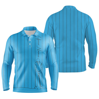 Golf Polo shirts, Personalized Mens Golf Polo Shirts Custom Name Golf Tops Mens For Men Blue