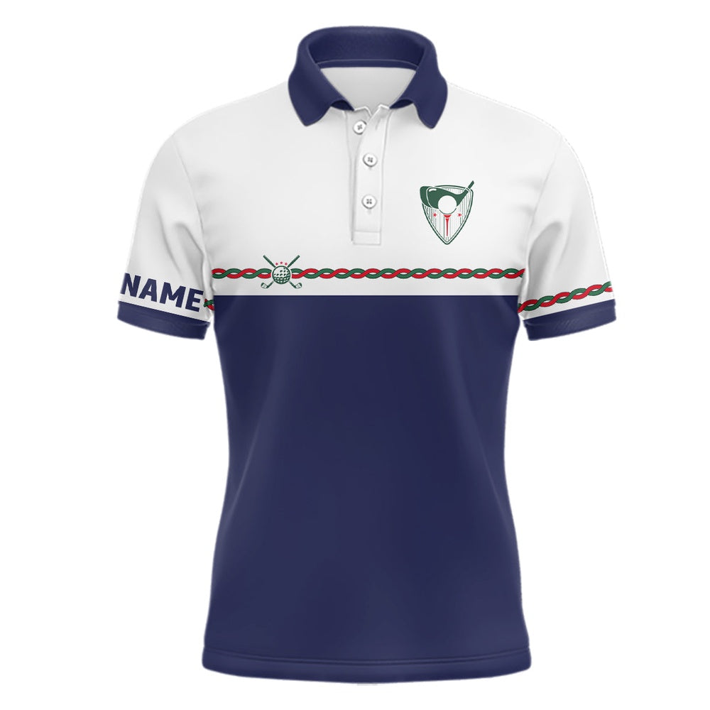 Golf Polo shirts, Personalized Mens Golf Polo Shirts Custom Name Navy White Golf Shirts For Men Cool Golf Gifts