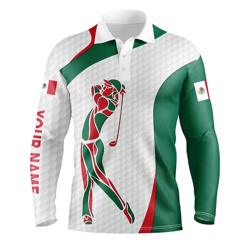 Golf Polo shirts, Personalized Mexican Flag Patriot Golf White Mens Golf Polo Shirts Custom Name Golf Gifts For Men