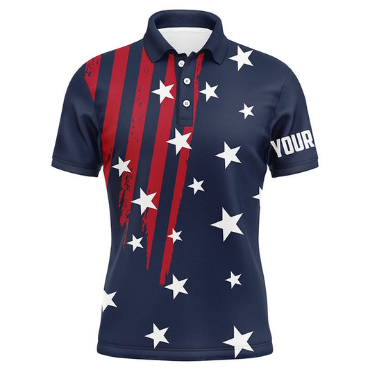 Golf Polo shirts, Personalized Navy Golf Polos Shirts For Men American Flag Th July Custom Patriot Best Men Golf Wears