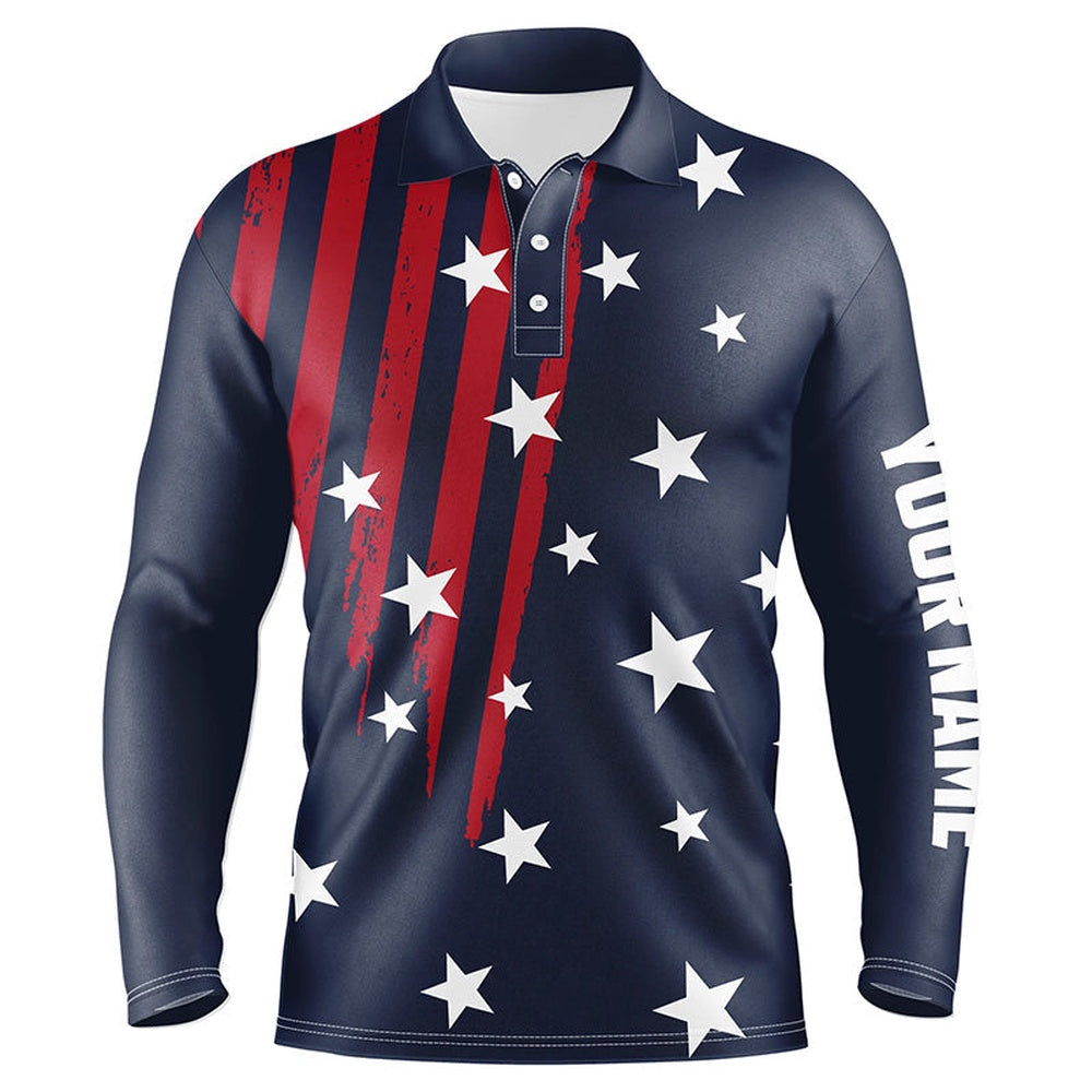Golf Polo shirts, Personalized Navy Golf Polos Shirts For Men American Flag Th July Custom Patriot Best Men Golf Wears