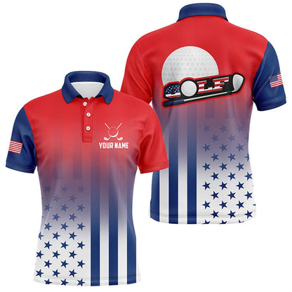 Golf Polo shirts, Personalized Patriotic Us Flag Mens Golf Polo Shirts, Best Th Of July Golf Outfits For Men