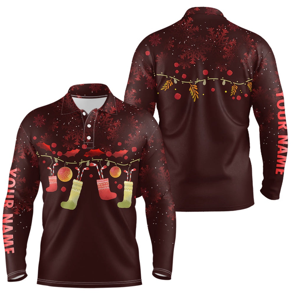 Golf Polo shirts, Personalized Red Christmas Mens Golf Polo Shirts Custom Christmas Golf Gift Idea For Men