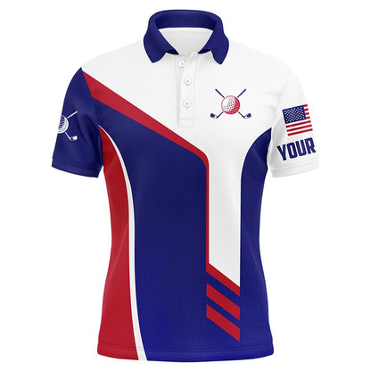 Golf Polo shirts, Personalized Red White And Blue Golf Polos Shirts For Men Custom Patriotic Mens Golf Tops