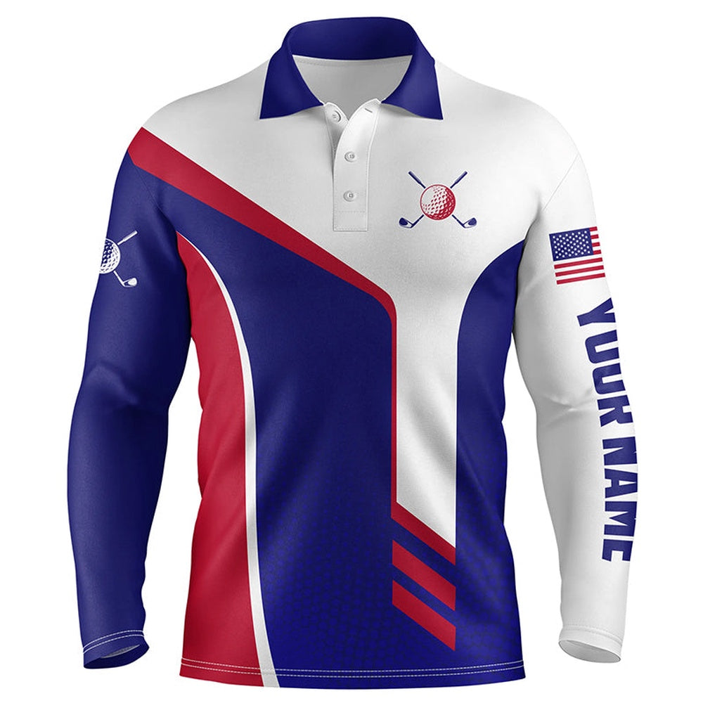 Golf Polo shirts, Personalized Red White And Blue Golf Polos Shirts For Men Custom Patriotic Mens Golf Tops
