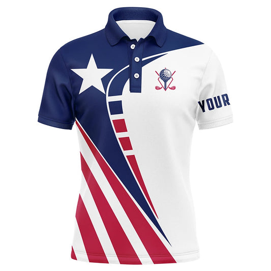 Golf Polo shirts, Personalized Red, White And Blue Golf Polos Shirts For Mens Custom Texas Flag Patriot Golf Wears