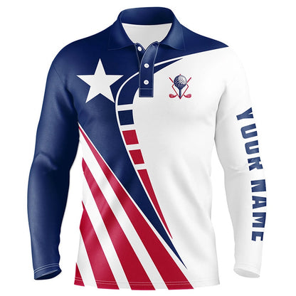 Golf Polo shirts, Personalized Red, White And Blue Golf Polos Shirts For Mens Custom Texas Flag Patriot Golf Wears