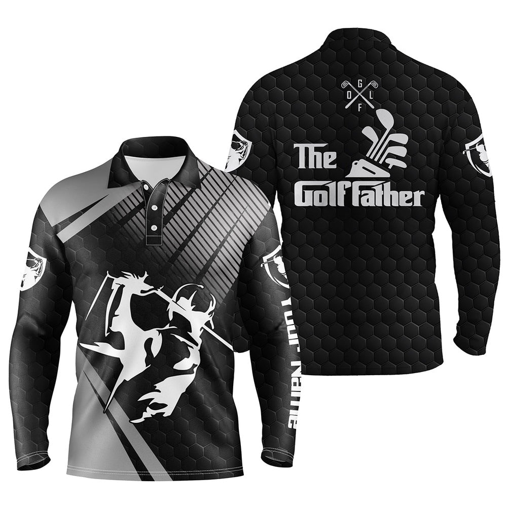 Golf Polo shirts, Personalized The Golf Father Polo Shirts For Men Black Golf Upf Shirts, Gifts For Golf Lovers