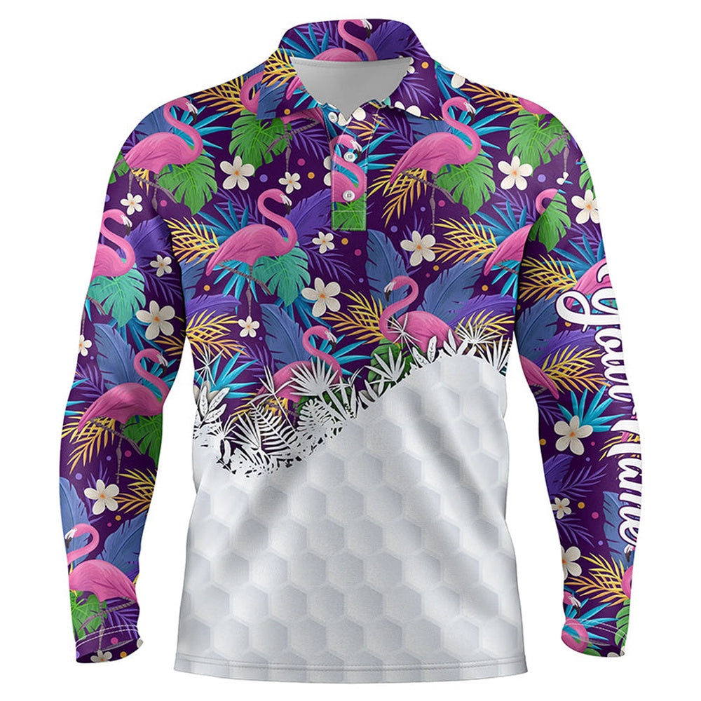 Golf Polo shirts, Personalized Tropical Colorful Flamingo Pattern Mens Golf Polo Shirts Best Mens Golf Wears