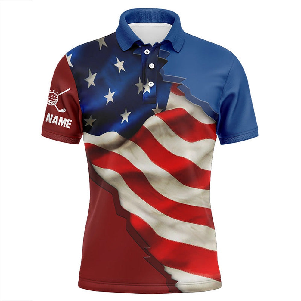 Golf Polo shirts, Personalized Vintage American Flag Mens Golf Polo Shirts Custom Patriotic Golf Gift For Mens