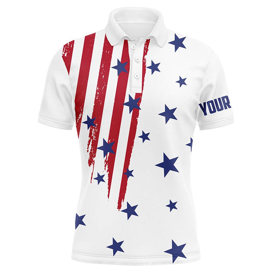Golf Polo shirts, Personalized White Golf Polos Shirts For Men American Flag Th July Custom Patriot Best Men Golf Wears