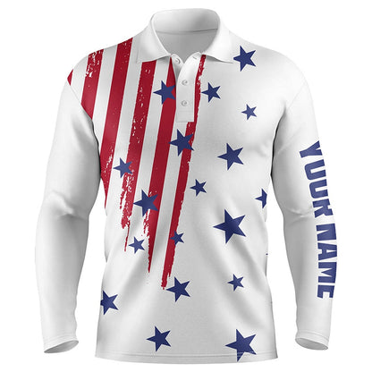 Golf Polo shirts, Personalized White Golf Polos Shirts For Men American Flag Th July Custom Patriot Best Men Golf Wears