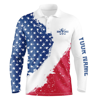 Golf Polo shirts, Personalized White Golf Polos Shirts For Mens American Flag Th July Custom Mens Golf Apparel