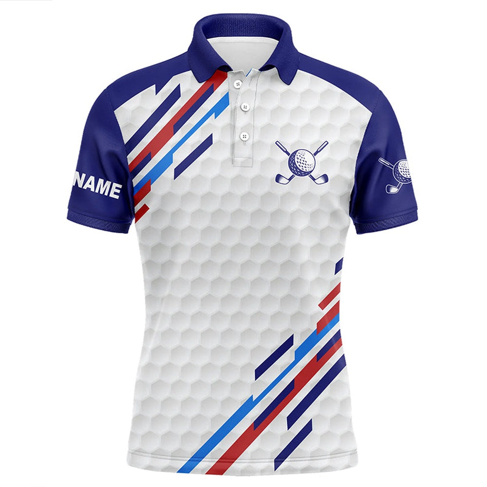 Golf Polo shirts, Personalized White Golf Polos Shirts For Mens, Custom Golf Tops For Mens Blue