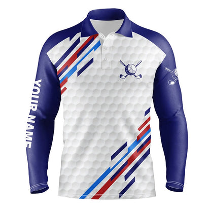 Golf Polo shirts, Personalized White Golf Polos Shirts For Mens, Custom Golf Tops For Mens Blue