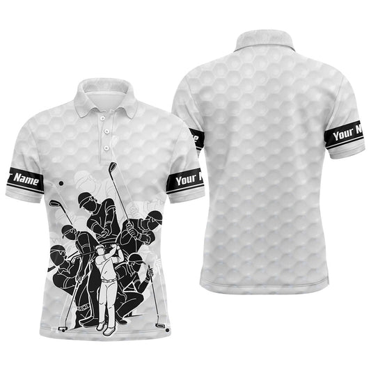 Golf Polo shirts, Personalized White Mens Golf Polo Shirts, Team Golfing Gift For Men