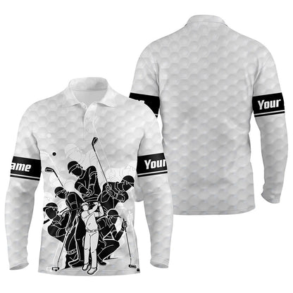 Golf Polo shirts, Personalized White Mens Golf Polo Shirts, Team Golfing Gift For Men