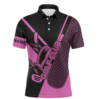Golf Polo shirts, Pink And Black Mens Golf Polo Shirts Custom Golf Club Attire For Men For Mens
