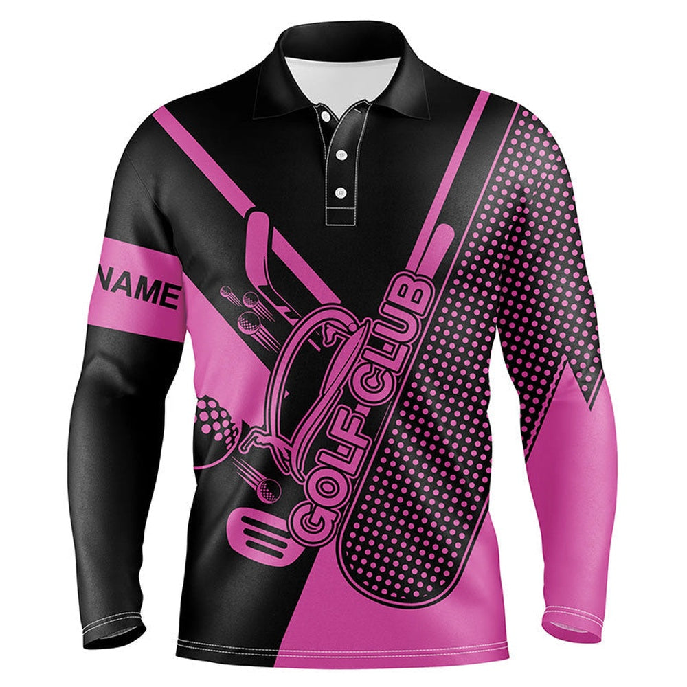 Golf Polo shirts, Pink And Black Mens Golf Polo Shirts Custom Golf Club Attire For Men For Mens