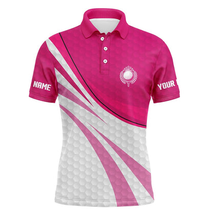 Golf Polo shirts, Pink And White Golf Shirt Custom Name Mens Golf Polo Shirts, Mens Pink Golf Polo, Golfer Gifts