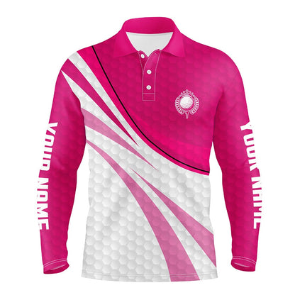 Golf Polo shirts, Pink And White Golf Shirt Custom Name Mens Golf Polo Shirts, Mens Pink Golf Polo, Golfer Gifts