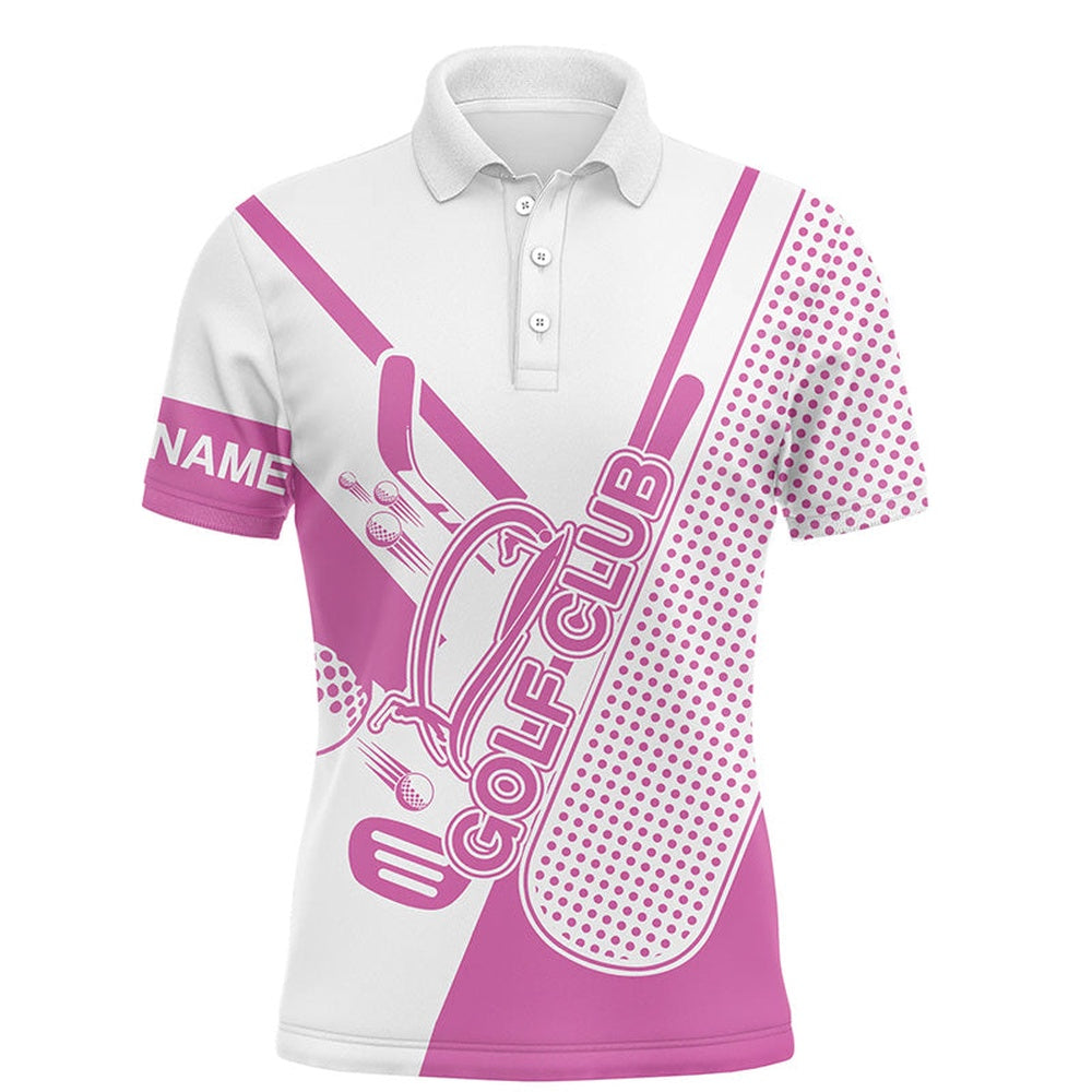Golf Polo shirts, Pink And White Mens Golf Polo Shirts Custom Golf Club Attire For Men For Mens