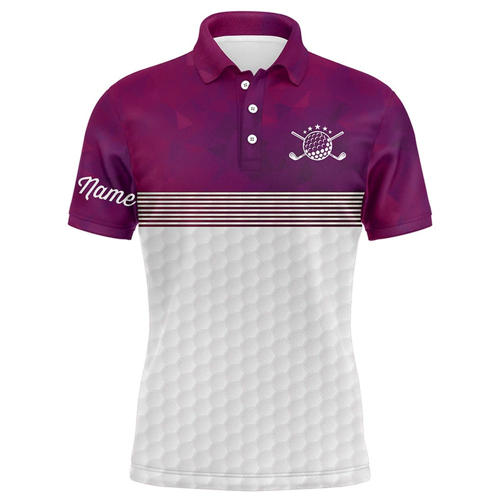 Golf Polo shirts, Pink And White Mens Golf Polo Shirts Custom Name Golf Shirts For Men