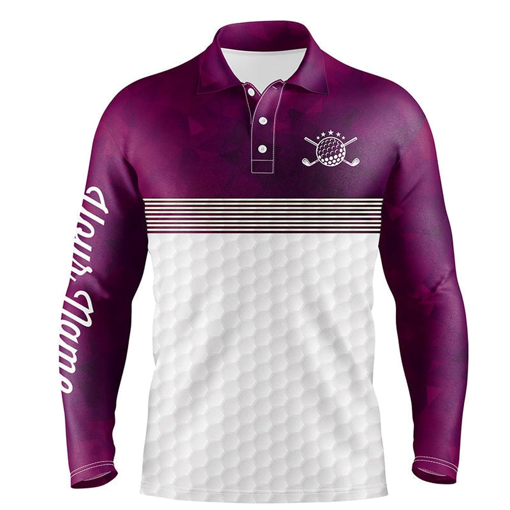 Golf Polo shirts, Pink And White Mens Golf Polo Shirts Custom Name Golf Shirts For Men
