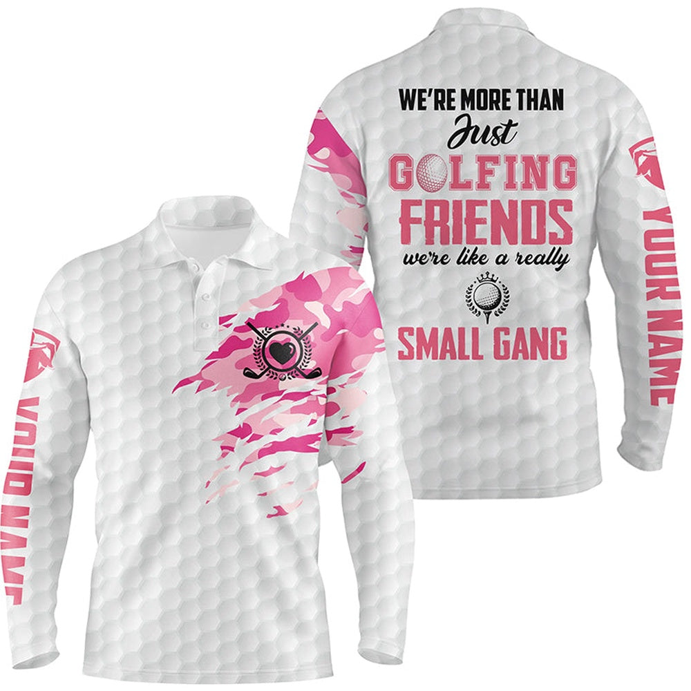 Golf Polo shirts, Pink Camo Mens Golf Polo Shirt, Personalized White And Pink Golf Shirts For Men